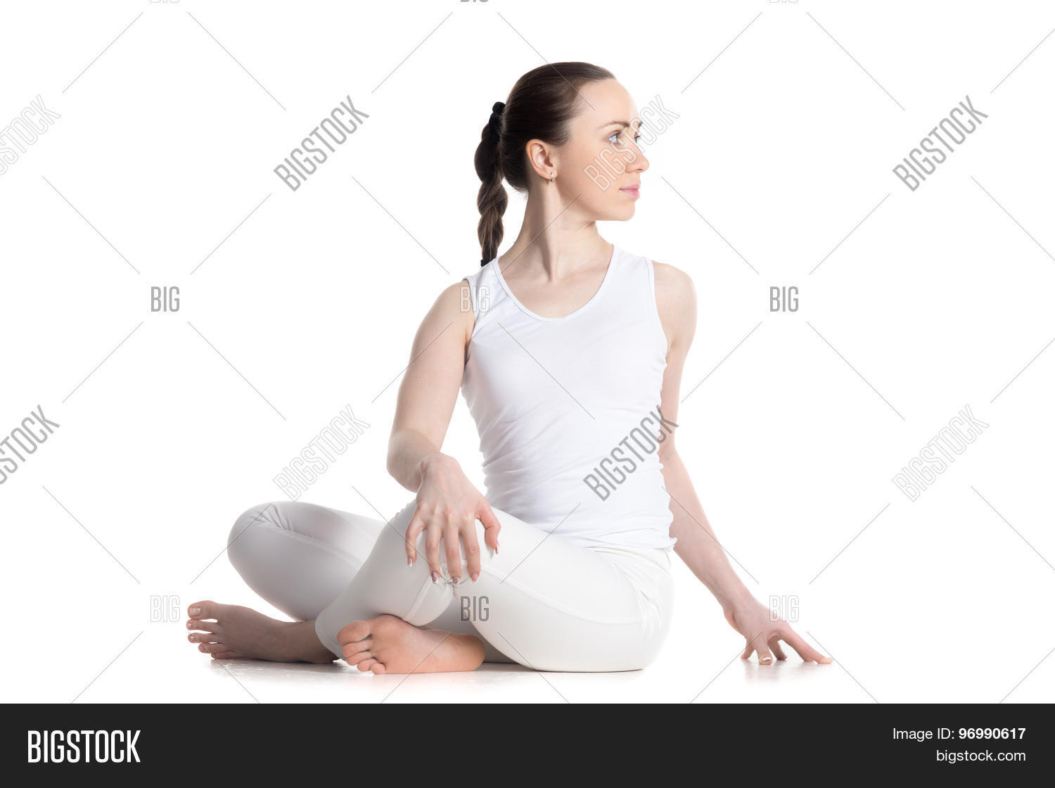 Revolved Easy Pose Image Stock Photo