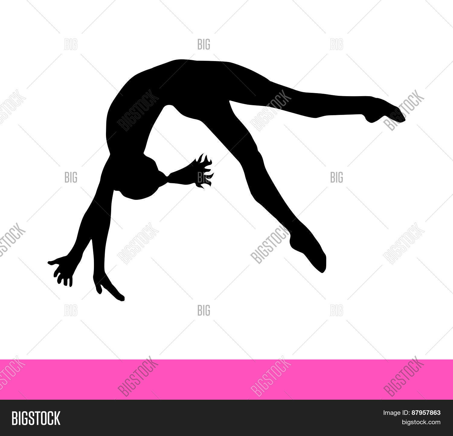 Artistic Gymnastics Backflip Gymnastics Woman Silhouette On White Image Stock Photo 87957863